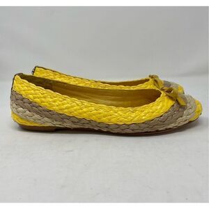 DONALD J. PLINER AUTHENTIC RAFFIA BRAIDED SUNGOLD COLOR FLATS size 8